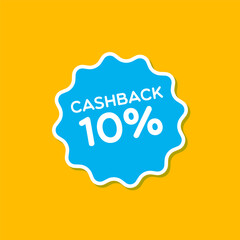 Vector Cashback 10% Flat Design Label