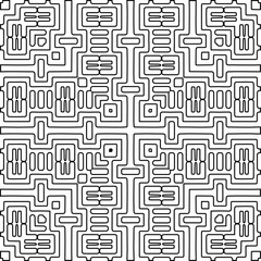 Vector pattern with symmetrical elements . Modern stylish abstract texture. Repeating geometric tiles from striped elements.Black and white pattern.