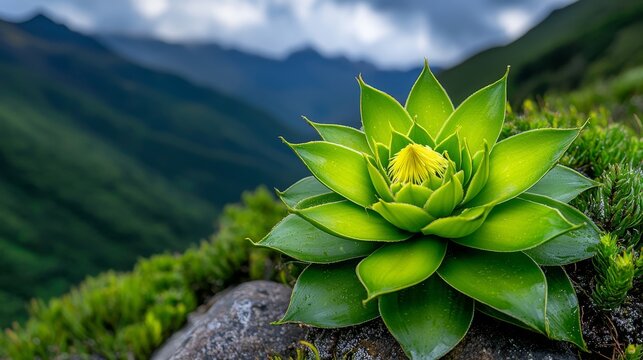 Close-up of Puya raimondii, Queen of the Andes, largest bromeliad