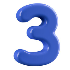 Blue 3D Number 3