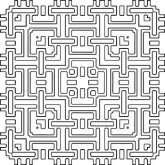 Vector pattern with symmetrical elements . Modern stylish abstract texture. Repeating geometric tiles from striped elements.Black and white pattern.