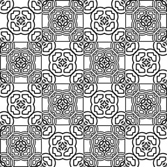 Vector pattern with symmetrical elements . Modern stylish abstract texture. Repeating geometric tiles from striped elements.Black and white pattern.