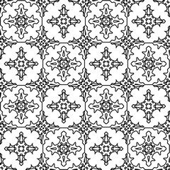 Vector pattern with symmetrical elements . Modern stylish abstract texture. Repeating geometric tiles from striped elements.Black and white pattern.