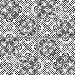 Vector pattern with symmetrical elements . Modern stylish abstract texture. Repeating geometric tiles from striped elements.Black and white pattern.