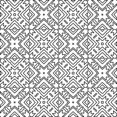 Vector pattern with symmetrical elements . Modern stylish abstract texture. Repeating geometric tiles from striped elements.Black and white pattern.