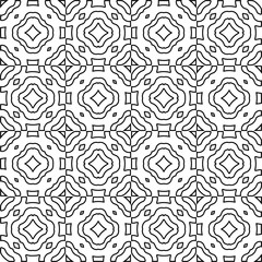 Fototapeta premium Vector pattern with symmetrical elements . Modern stylish abstract texture. Repeating geometric tiles from striped elements.Black and white pattern.