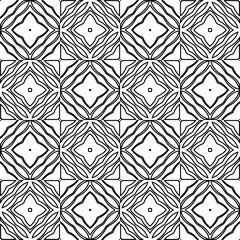 Vector pattern with symmetrical elements . Modern stylish abstract texture. Repeating geometric tiles from striped elements.Black and white pattern.