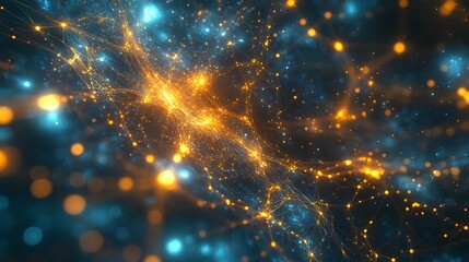 Obraz premium 39. High-tech abstract geomatics featuring complex network patterns and glowing effects