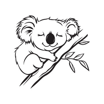 recommend clip art: koala Outline Design, koala Clipart, Cute koala illustration in black and white 