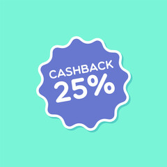 Vector Cashback 25% Flat Design Label