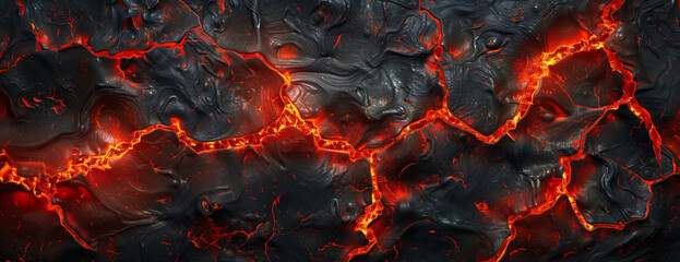 Lava texture fire background, rock volcano magma illustration