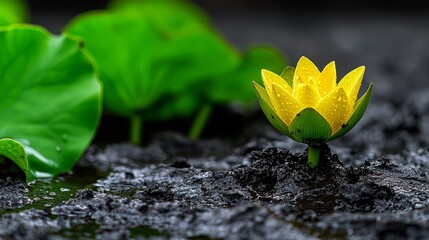 Lotus flower emerging from mud, Buddhist symbolism