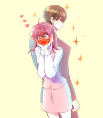 かっこいい男性と恋する女性　会社員