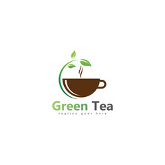 coffee shop logo template design  green tea logo