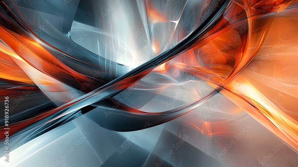Wall mural 75. modern abstract geomatics with layered transparency and dynamic light effects