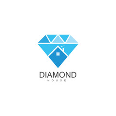 diamond house logo vector template design