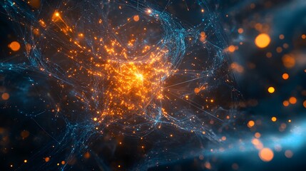 Fototapeta premium 80. Futuristic abstract geomatics with intricate network designs and glowing accents