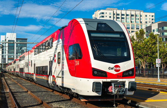 Inauguration of new electric trains at San Francisco Station on August 10, 2024. The Stadler KISS EMUs started operation on August 11, 2024 after completion of the Caltrain Electrification Project