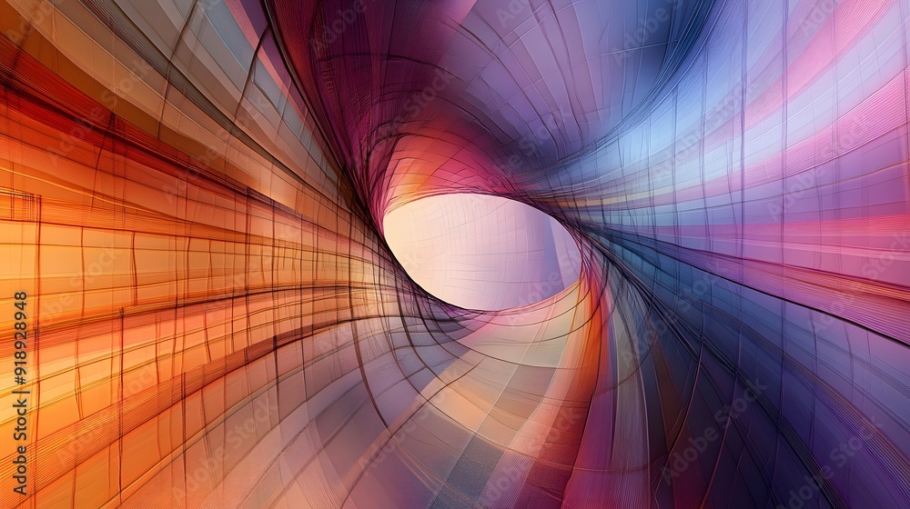 Wall mural 92. modern abstract geomatics with layered grids and dynamic color variations