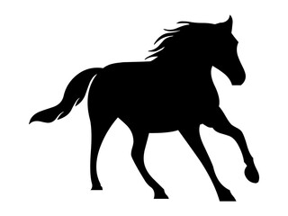 Drawing a silhouette of a running horse