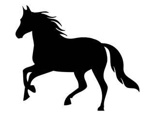 Drawing a silhouette of a running horse