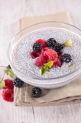 chia pudding with fresh berries fruits