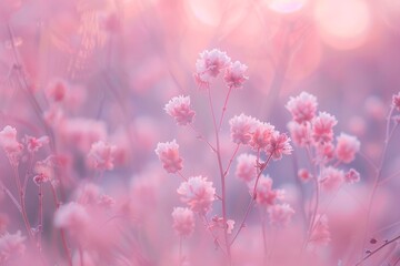 Naklejka premium A photo of a soft pink flowers background with a gentle bokeh effect at dusk