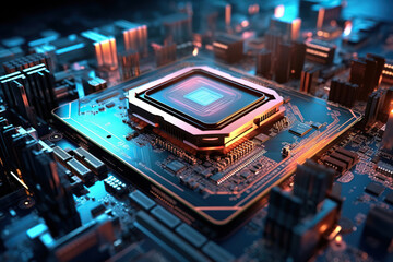 Generative ai on theme of beautiful surface microchip for design natural abstract background