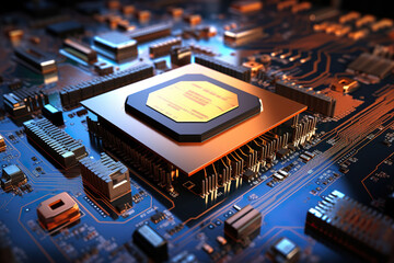 Generative ai on theme of beautiful surface microchip for design natural abstract background