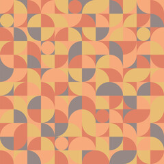 Scandinavian repetitive background. simple orange, gray, yellow, pink geometric shapes. vector seamless pattern. modern art. fabric swatch. wrapping paper. continuous design template for textile, home