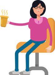 Woman Character Drinking Coffee
