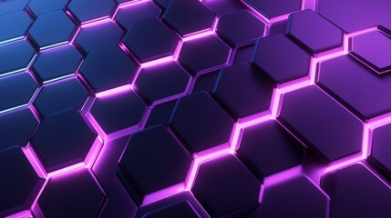 Abstract honeycomb pattern, neon hexagons radiating energy, high contrast, vibrant color palette, futuristic design, immersive visual experience