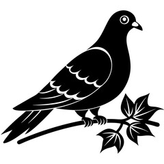 Pigeon silhouette vector isolated on a white background