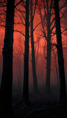 Obraz premium generate an eerie scene of a killer forest under