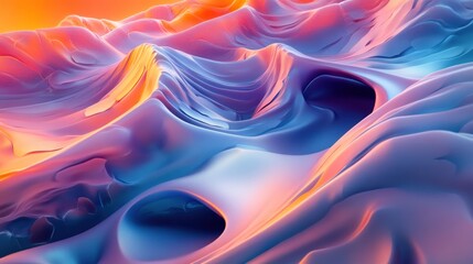 Obraz premium Abstract 3D Render of Wavy, Smooth, Colored Surface
