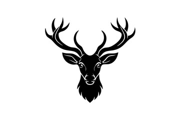 Deer head icon black vector silhouette on white background. vector illustration.