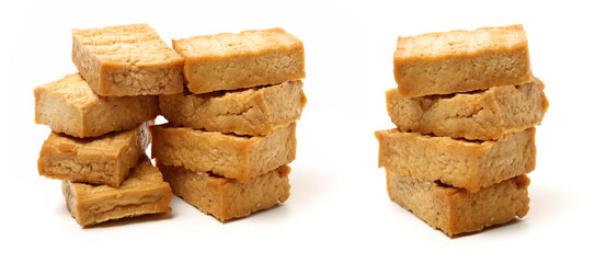 Dried bean curd on white background