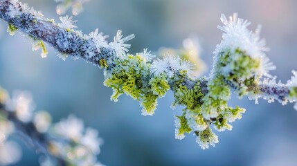 Fototapeta premium Frozen Branch with Lichen
