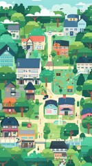 A modern community where people, animals, and nature coexist peacefully