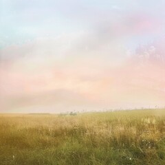 Soft pastel sky over field of tall grass.