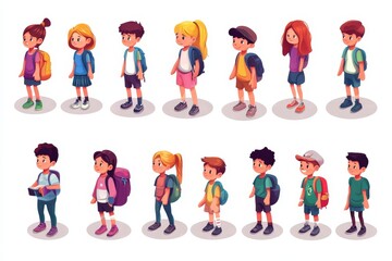 collection of isometric children, Generative AI