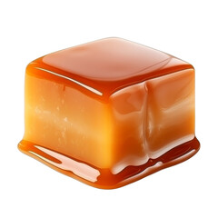 Isolated Caramel Cube with Glossy Finish without Background.