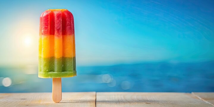 Colorful and refreshing ice lolly on a hot summer day, summer, treat, dessert, cold, frozen, fruity, stick, sweet, delicious