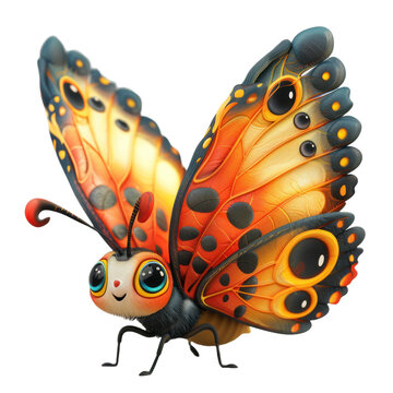 recommend clip art: Cute butterfly character isolated on a transparent background for web, banner, wallpaper
