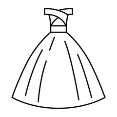 ballgown bride dress line icon vector. ballgown bride dress sign. isolated contour symbol black illustration