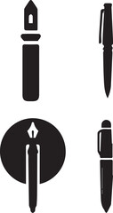 silhouette of clean vector pen set isolated n white background 