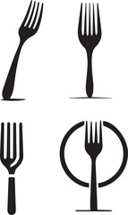silhouette of clean vector fork set isolated n white background 