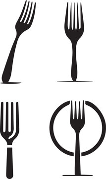 silhouette of clean vector fork set isolated n white background 