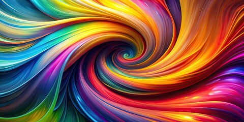 Abstract colorful swirling art with dynamic flow and vibrant background , red, blue, yellow, green, bright, psychedelic
