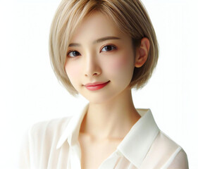 Fototapeta premium 白いブラウスの美女